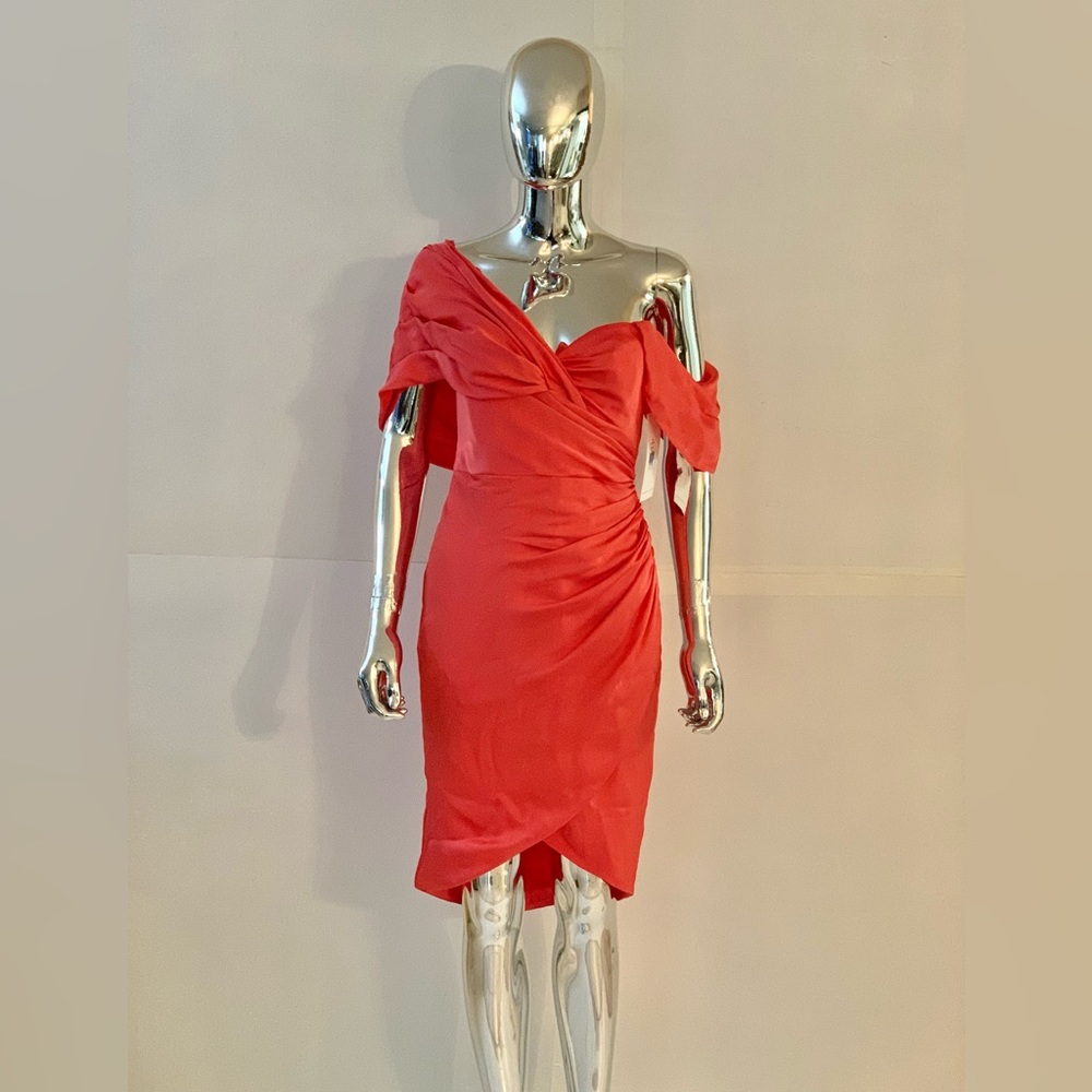 Theia Daniela Asymmetric Draped Satin Dress - Picture 5 of 7